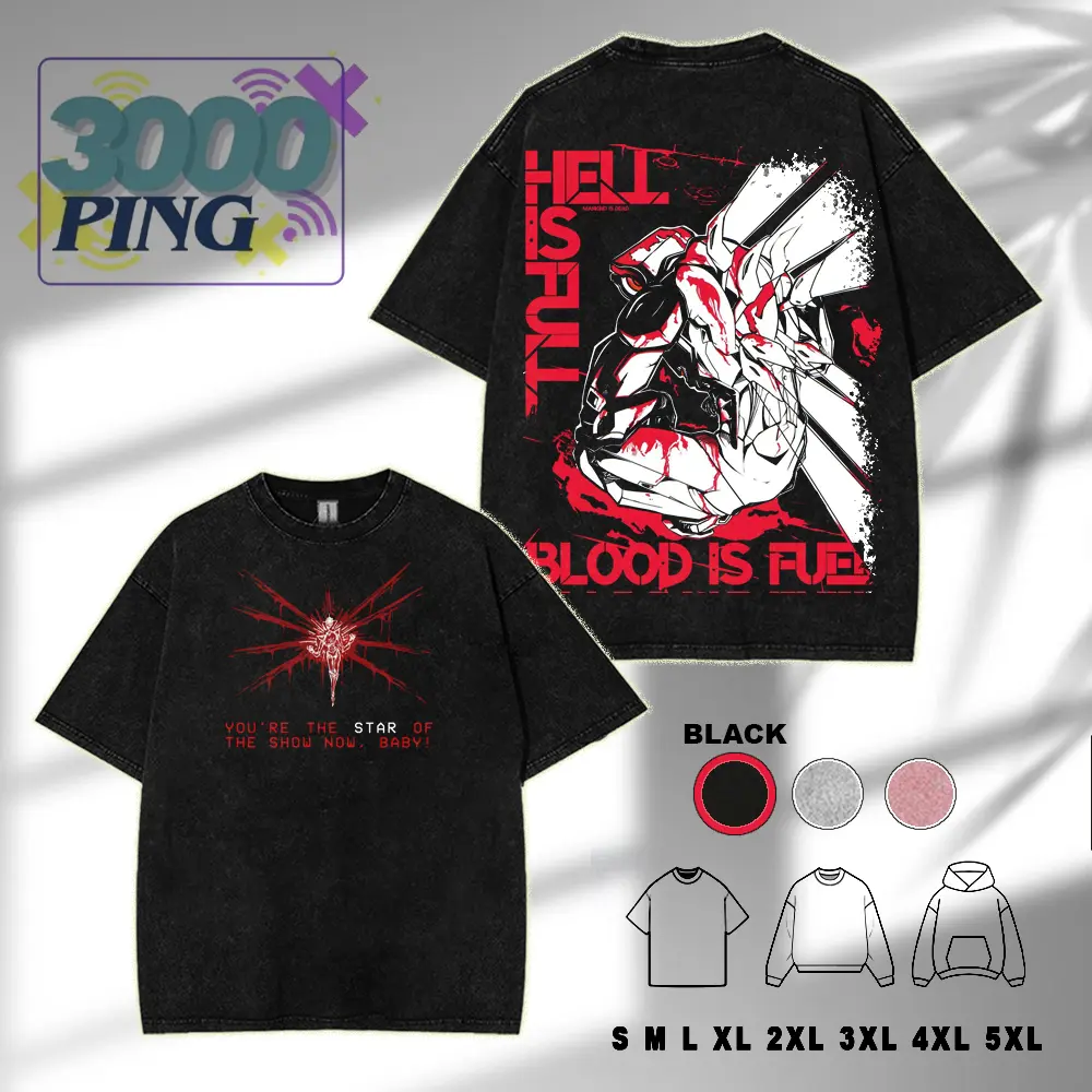 Ultrakill Hell is Full -Blood Is Fuel Graphic Hoodie/T-shirt, Vintage Acid Wash Streetwear, Retro Indie Gaming Pullover, Cyber-Grind Aesthetic Heavyweight Sweatshirt tee
