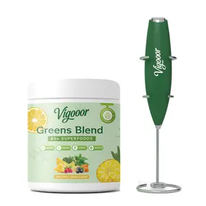 Vigooor Greens Blend & Pineapple Flavoured Fruit & Vegetable Powder, Rich in dietary fiber,Gift a blender，Helps - Bloating, Immunity, Energy, Digestion