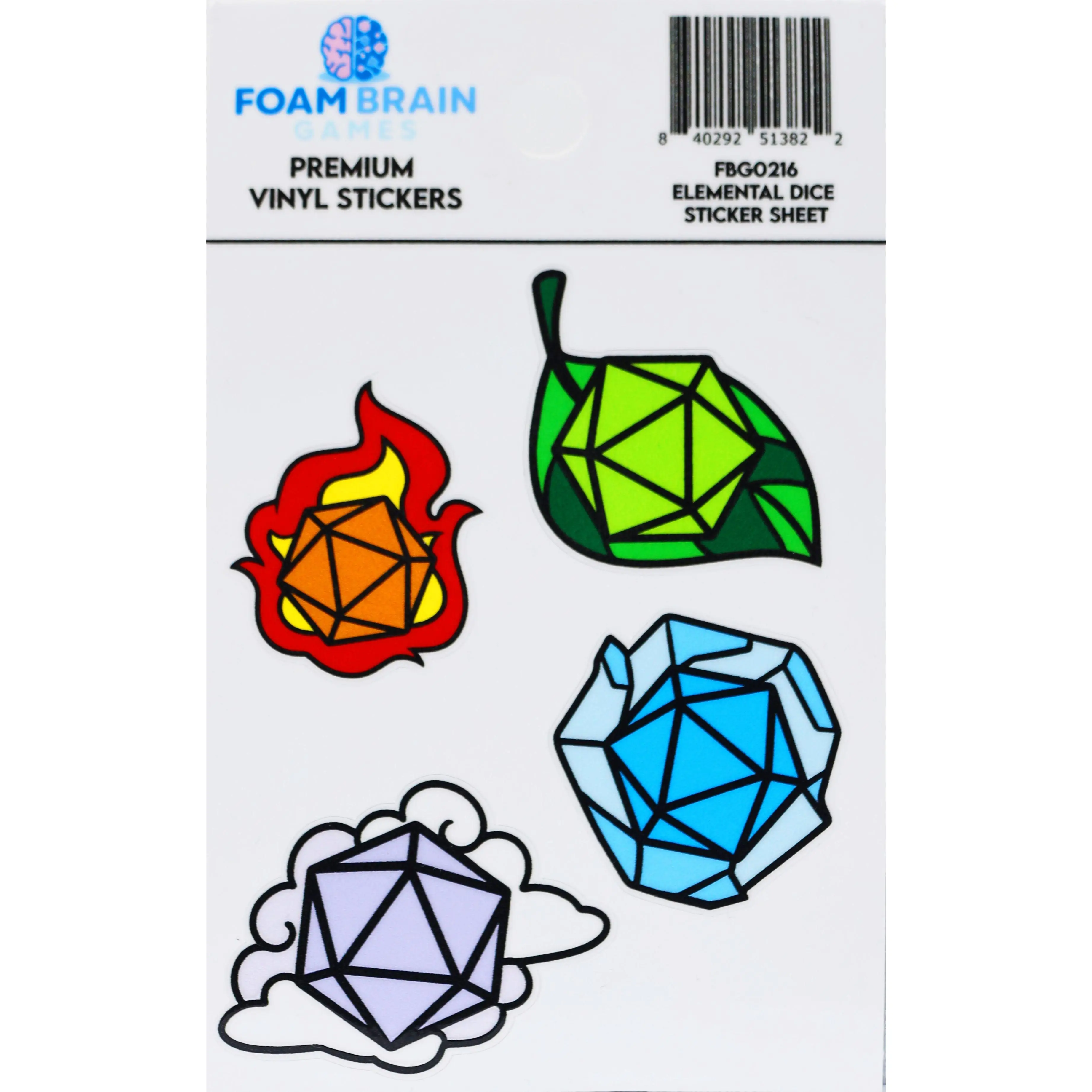 Elemental Dice Sticker Sheet