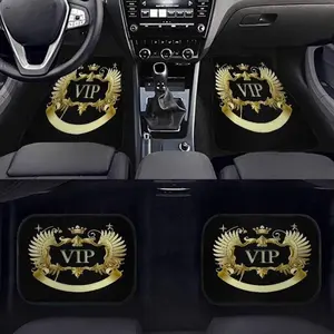 4-Piece Crown Vip Car Mats Set, Universal Anti-Slip Polyester Fiber Carpet, Easy Clean All-Season Floor Mat for Suv Truck Car, Car Accessories