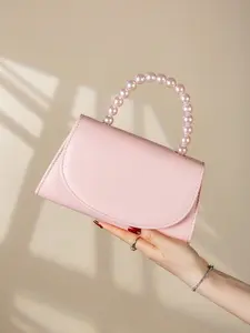 Pearl Handle Top-Handle Bag for Women, Elegant Envelope Crossbody Purse, Cute Mini Handheld Bag for Wedding, Prom, Party, Bridesmaid & Daily Use, Stylish Flap Shoulder Bag summervibes