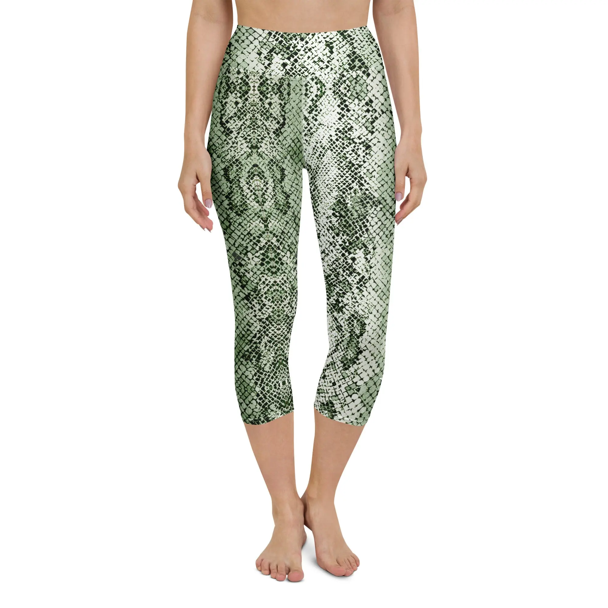 Sage Snake Skin Yoga Capri Leggings