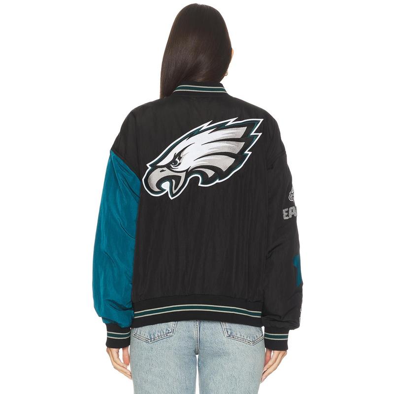 Terez x REVOLVE Eagles Multi Logo Bomber in Black & Green