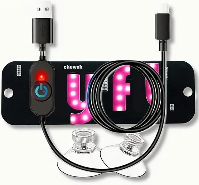 Chuwok LED Light Sign for Taxi with Suction Cups USB Plug Scroll Display Board Switching RGB LEDs Bright Visible All-Weather Durability