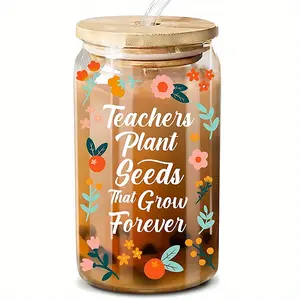 Easter Gift for Teachers, 16 Ounces Decorative Coffee Glass, Perfect Teacher Appreciation Gift, Retirement Gift Idea, Ideal Year-End Present for Students