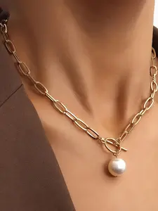 Fashion Faux Pearl Decorated Necklace for Women for Gift, Clavicle Matching Necklace, Stainless Steel Jewelry for Party, Daily Decor, Trendy All-match & Exquisite Jewelry for Birthday Gift