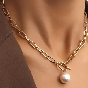 Fashion Faux Pearl Decorated Necklace for Women for Gift, Clavicle Matching Necklace, Stainless Steel Jewelry for Party, Daily Decor, Trendy All-match & Exquisite Jewelry for Birthday Gift