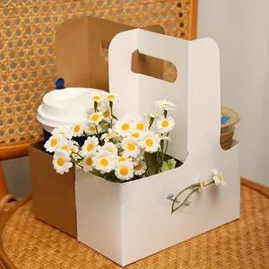 10pcs/set portable flower gift bags, kraft paper gift boxes for beer, coffee, flowers, cakes, desserts, handmade packaging boxes, gift packaging bags, suitable for wedding parties, birthday parties, holiday packaging