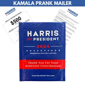 Kamala Harris Prank Mailer - Includes a $500 "Donation Receipt" and "Letter" from Harris - Prank Your Trump Friends or Family!