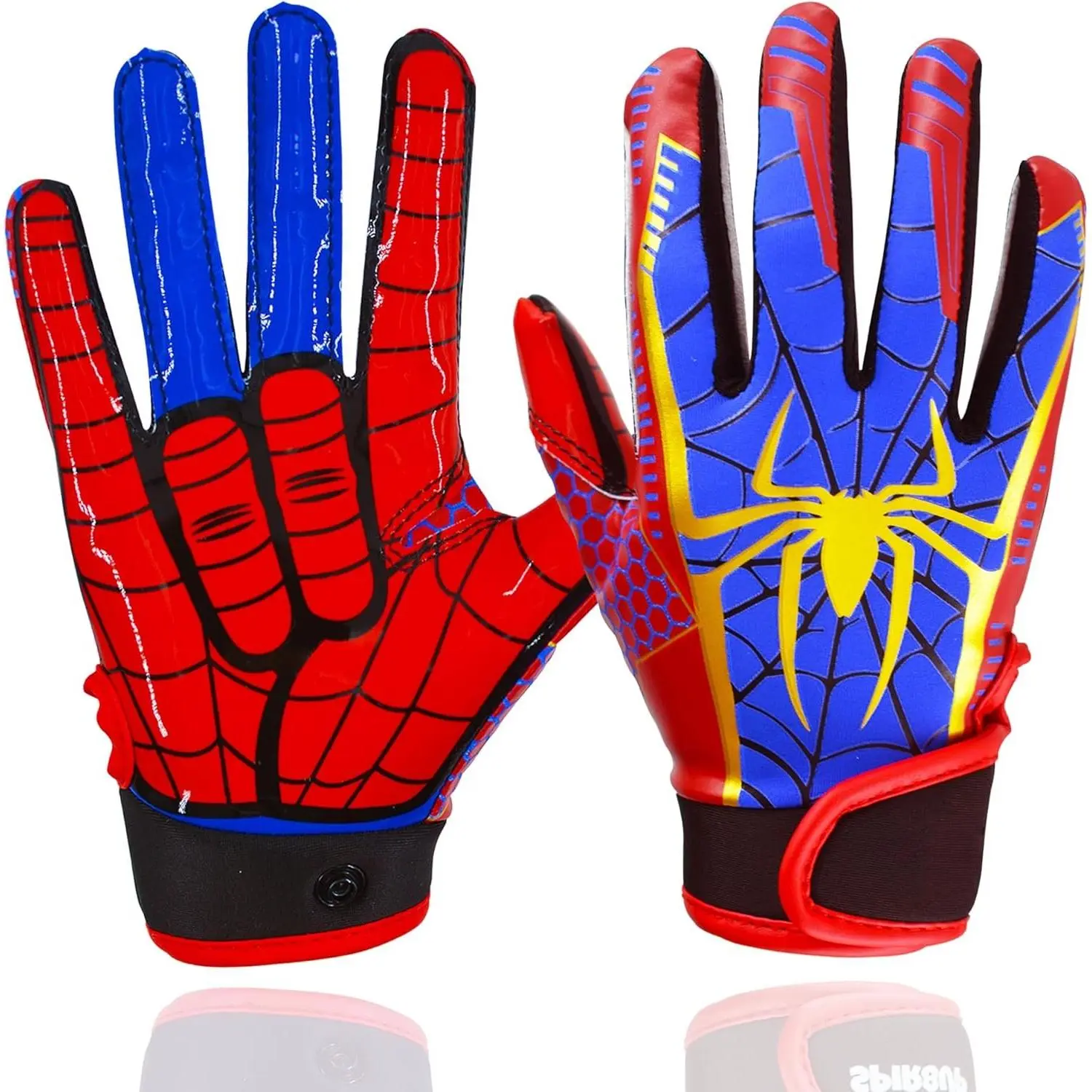 Youth Football Gloves for Boys Girls with Spider Tacky Grip, Flexible  Receiver Football Gloves- Blue Red