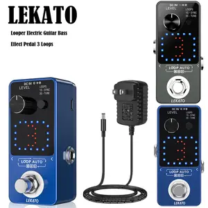 LEKATO 3 Loops 18 Minutes Record Time, Looper Electric Guitar Bass Effect Pedal Loop Auto, USB Cable, with SYNC & Tuner Function Loop Station Pedal, Music Lover Beginner Musician, Boy Girl Friend Gift