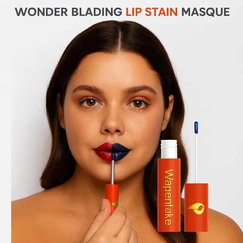 Wapentake Lip Stain Masque Gloss Lipgloss S0001-01#Xoxo Light Rose Long Lasting Stain Effect Lipstick Makeup Cosmetic Glossy Finish Lip Combo Set