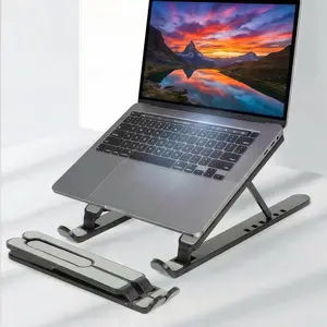 Adjustable Laptop Stand, Ergonomic Aluminum Laptop Riser for Desk, Foldable & Portable Computer Stand Compatible with MacBook Air Pro, Dell, HP, Lenovo, All 10-17.3” Laptops - Black