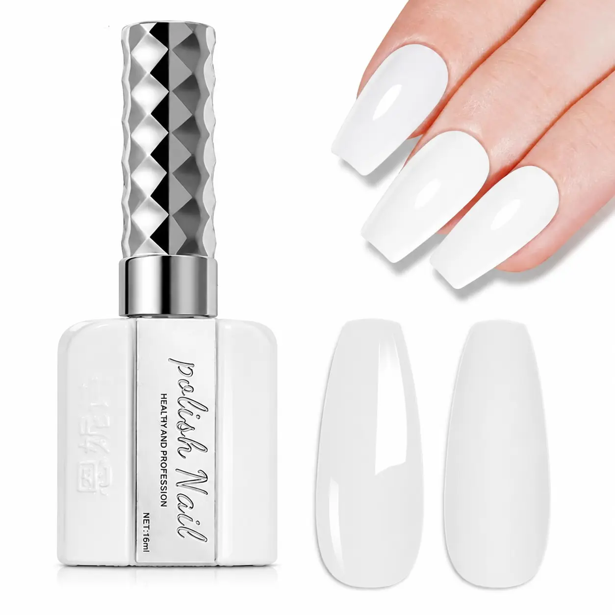 ANNIES Hema & TPO-Free Pure White Gel Nail Polish (16ml) - 0 Brush Strokes, Long-Lasting Soak-Off UV LED Cured Nail Supplies for Women, Single Item Salon DIY Manicure