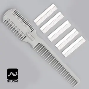 Hair Cutter Comb, Shaper Razor Comb, Split Ends Trimmer Styler, Double Edge Razor Blades for Thinning, Cutting and Styling, Extra 5 Blades Included, Hair Styling Tools, Hair Cutting Kit