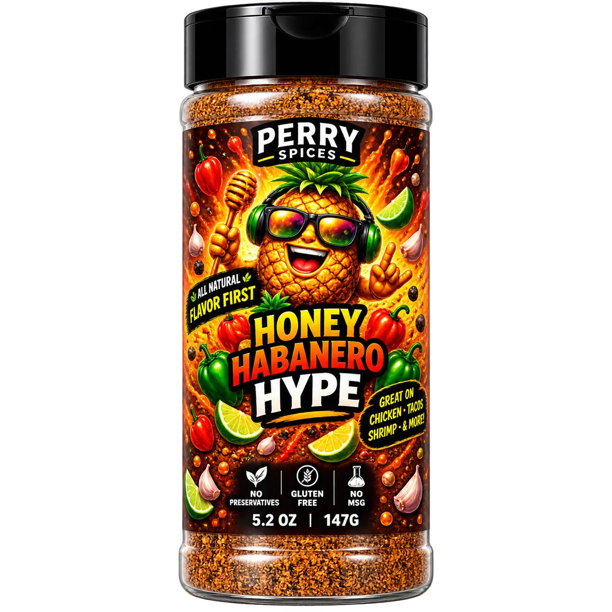 Perry Spices Honey Habanero Hype All-Natural Sweet & Spicy Habanero Seasoning | Perry Spices