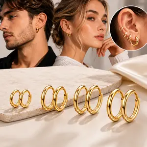 4 Pairs Hoop Earrings for Men and Women – 316L Surgical Steel Hoops, 8mm 10mm 12mm 14mm, Hypoallergenic Cartilage and Piercing Earrings, Silver Hoop Jewelry