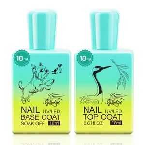 GELLAKTIK 2 Pcs 18ml Gel Base Coat and Pink Glossy Top Coat Set No Wipe Foundation Combination for Long Lasting Shine, Perfect Manicure Gift Set for Women, DIY Nail Art, UV Light Cure