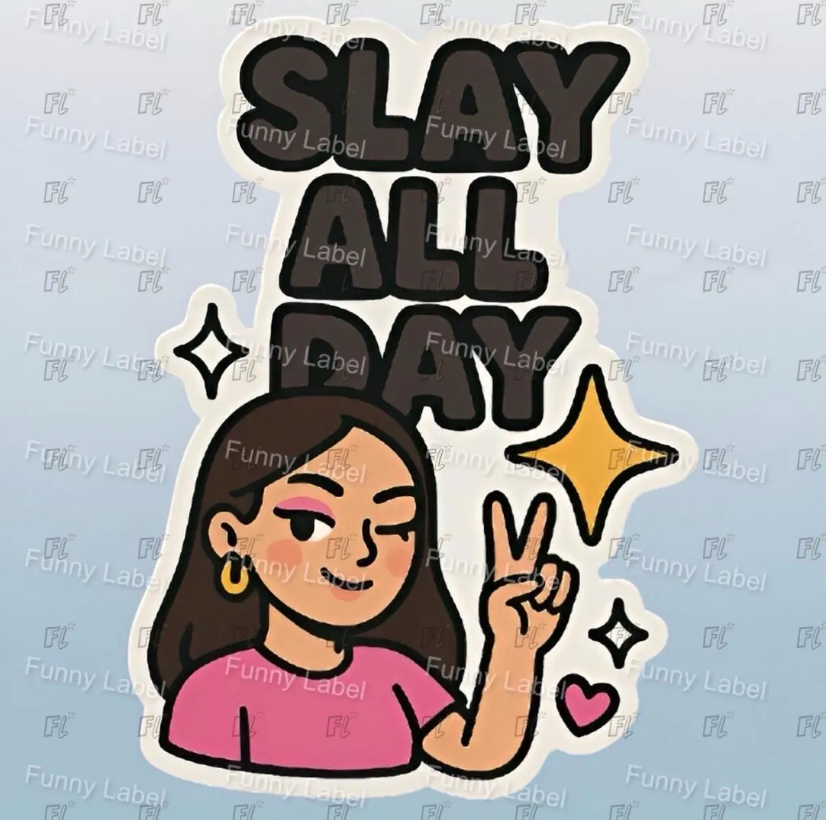Slay All Day Funny Motivational Girl Power Confident Woman Die-Cut Permanent Adhesive Decorative Vinyl Sticker for DIY Scrapbooking & Stamping (Toys & Hobbies), Adhesive Stickers Stickers, Decorative Sticker Stickers