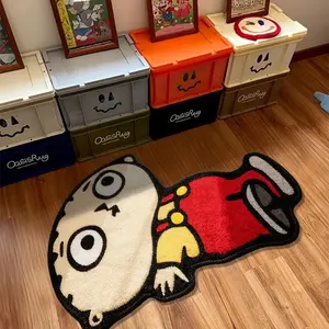 1pc Cute Modern Irregular Cartoon Character Shape Area Rug, Cartoon Pattern Rug, Soft Washable Living Room Bedroom Mat, Trendy Decorative Carpet for Home
