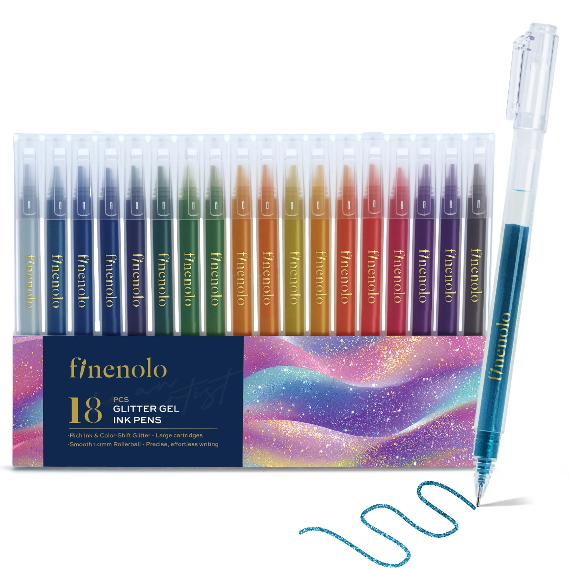 Finenolo Glitter Gel Pens Vibrant Sparkle Colored Fine Tip Markers with 800% More Ink for Adult Coloring Books Drawing DealsforYouDays