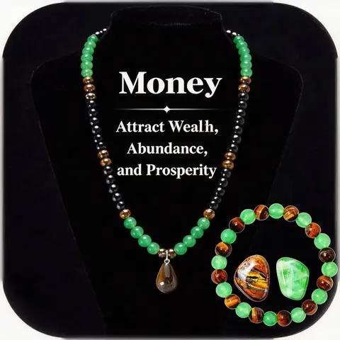 Women's Baroque Beaded Crystal Jewelry - Green Aventurine-Tiger Eye Pendant, 27.1in(69cm) Chain, Auspicious Prosperity Charm, Men/Women Theme Party Statement Piece, Anniversary Gift