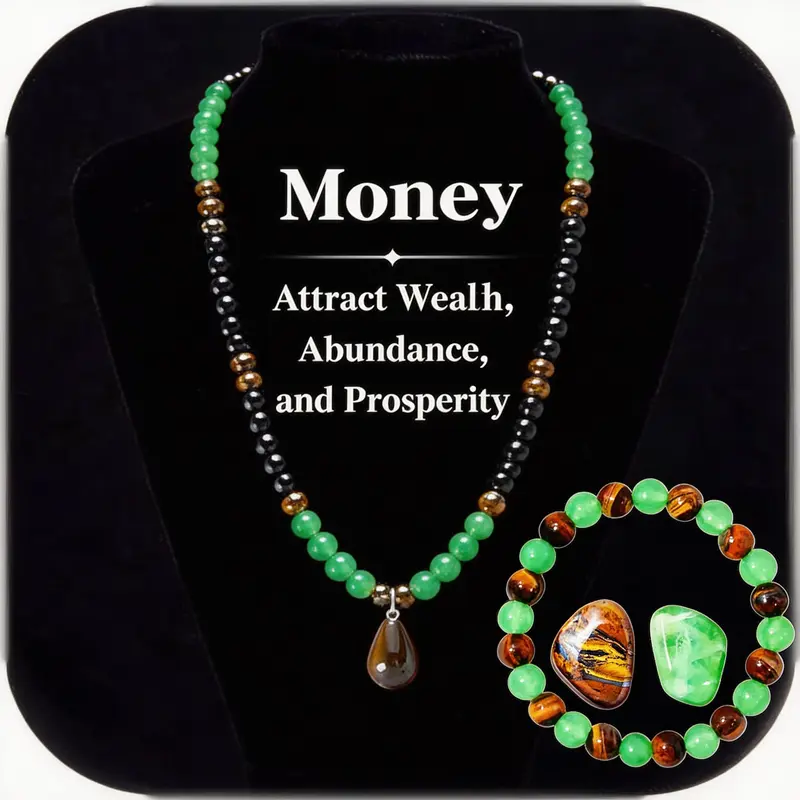 Baroque Green Aventurine and Tiger Eye Pendant Necklace for Women, 27.1-Inch Long Chain Crystal Jewelry to Attract Abundance, Jewelry For Women, Meaningful Gifts, Daily Wear, Crystal Stones, 69Cm, Anniversary, Theme Parties, Tiger's Eye, Unisex