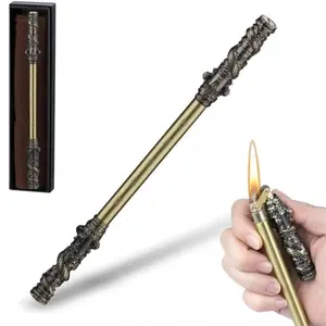 Cool Wukong Kerosene Lighter, Rotatable Decompression Rod, Retro Bronze & Brass Nunchaku Shape, Rare Flame Lighter Gadgets, Novelty & Different Decorations, Large Oil Tank, For Collect, BBQ, Candles, Outdoor, Camping, Gift For Men Smokers (Without Fuel)