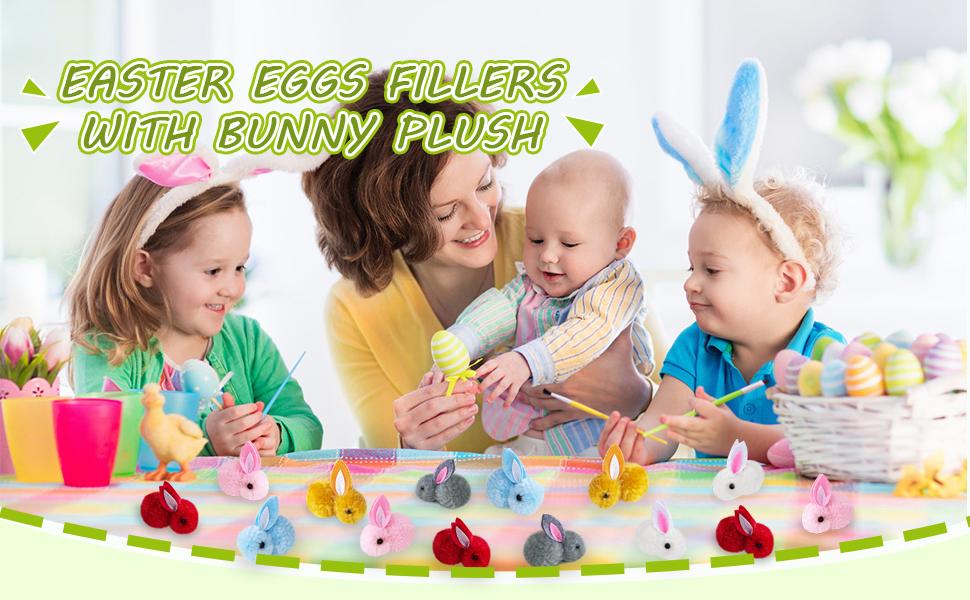30 Pack Easter Eggs Fillers with Mini Easter Bunny Plush – Colorful Bunny Stuffed Animals, Easter Basket Stuffers for Kids, Toddlers, Teens, Boys & Girls