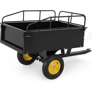500 LBS Tow Behind Dump Cart for ATV, Lawn Tractor & Riding Mower, Heavy Duty Steel Garden Trailer with Removable Tailgate, Pedal Release, 17 Cu.ft Utility Trailerfor Lawn, Garden, Landscaping