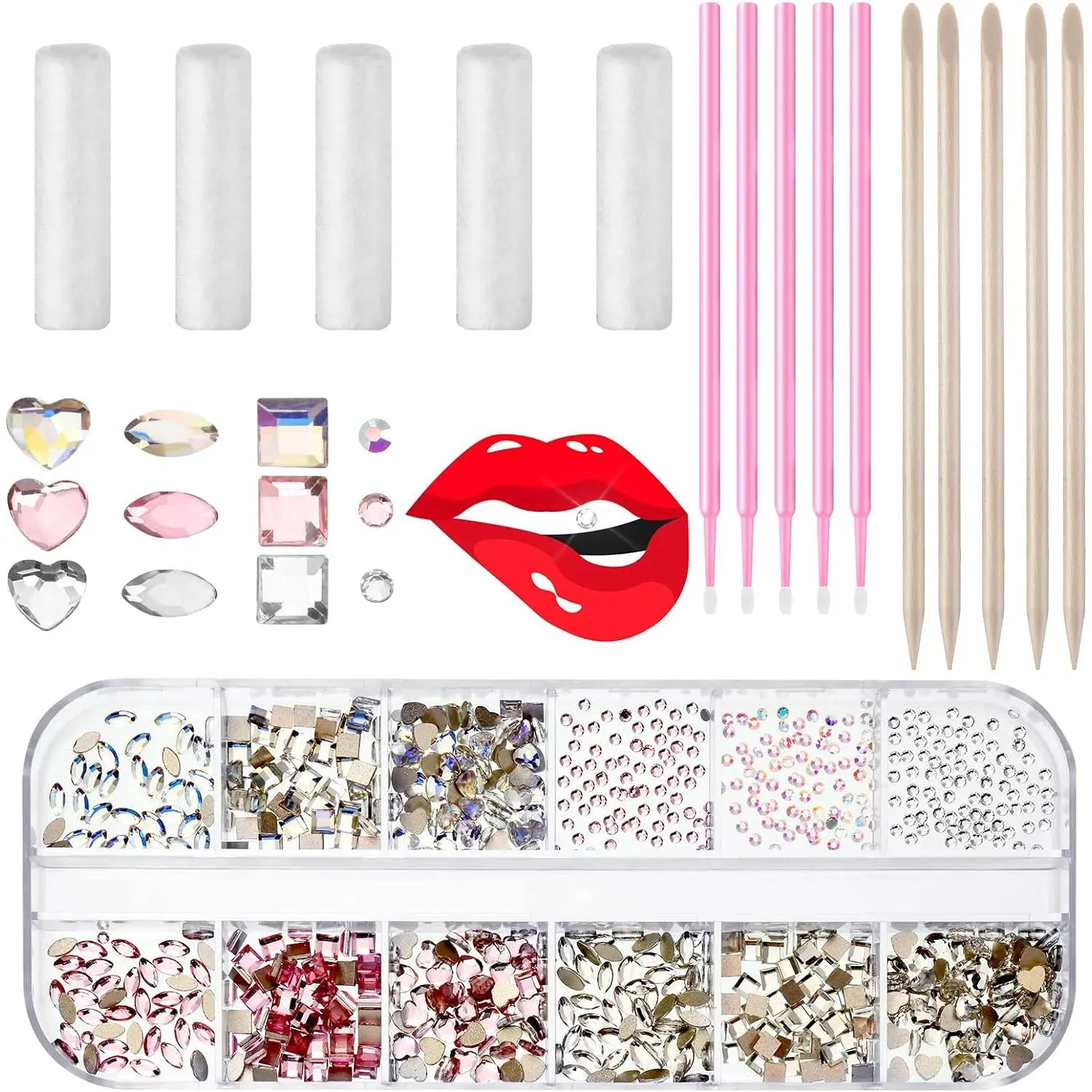 377 Pieces Tooth Gem for Teeth Tooth Jewelry Kit DIY Fashionable Tooth Artificial Crystal Reflective Tooth for Halloween Christmas Teeth Party Decorations Masks