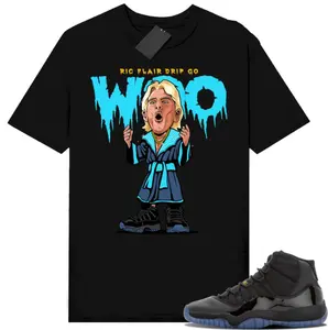 Gamma Blue 11s Sneaker Match Tees Black Ric Flair Drip T-shirt Unisex Streetwear