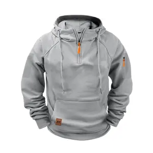 Men's Half-Zip Pullover Hoodie - Soft Cotton-Blend Fleece, Kangaroo Pocket, Drawstring Hood, Relaxed Fit, Reinforced Stitching SpringStatements