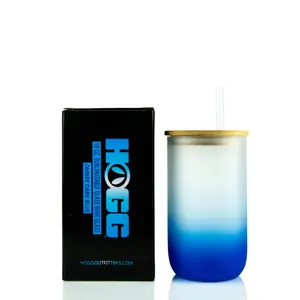 18oz Sublimatable Ombre Glass Wine Glass - Dark Blue