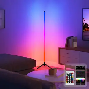 Smart RGB LED Corner Floor Lamp , 15 Dynamic Modes, Music Sync, App & Remote Control, -Changing Ambient Lighting for Living Rooms, Bedrooms, and Gaming Rooms