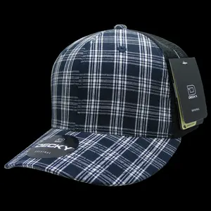 DECKY 212 MAIN Dog & Cat Plaid Snapback Mesh Trucker Hat, Unisex Cotton-Nylon 6-Panel Mid-Profile Structured Cap, Casual Pet Accessory, 6018-217 Black, 1 Size Fits Most