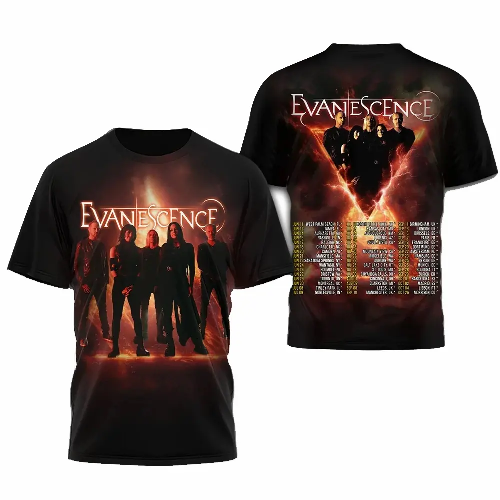 Evanescence 2026 World Tour Band Gift For Fan Full Size T-shirt 3D