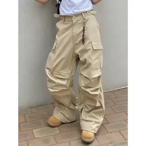 Multi Pocket Cargo Pants, Baggy Pants, Straight Leg Casual Streetwear Outfits