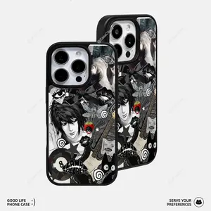 Edgy Anime Collage Phone Case17: Gothic Manga Art with Guitar, Strawberries & Mysterious Characters – Perfect for TikTokers into Alternative, Compatible with iPhone 11/12/13/14/15/16/17 (Pro Max/Plus) Suitable as a Gift for Friends and Family