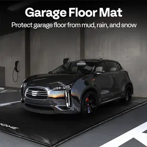 VIVOHOME Containment Mat with Stay Put Corner, PVC Garage Mats for Floor, Heavy Duty Garage Parking Mat with a Squeegee
