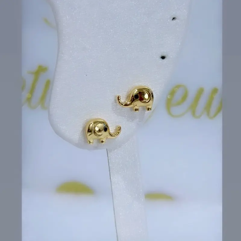 Elephant Design Earrings #0222 14k Laminated Gold Hypoallergenic 3 Layers Protection Daily Use