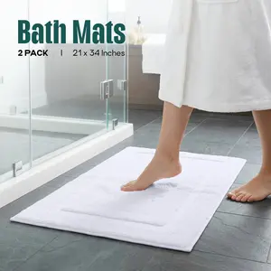 Utopia Cotton Banded Bath Mats (2 Pack) – 100% Ring-Spun Cotton, Soft & Super Absorbent (21x34”