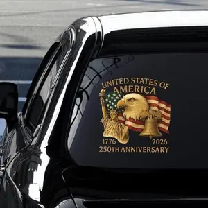 2pcs God Bless America 250th Anniversary USA Car DecalSticker, Patriotic Bald Eagle 1776-2026 Vinyl for Car, Truck,Window, Laptop, 250 Years American IndependenceBumper Stickers