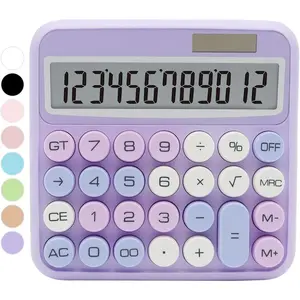Purple 12-Digit Calculator with Large LCD Display and Big Buttons, Office Accessories for Women's Desk, Cute Calculator for Office, School, Home, Business