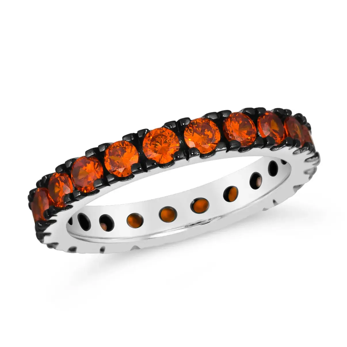 Multi-Sapphire Skinny Eternity Band in Orange