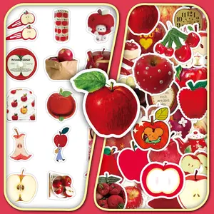 Apple Themed Sticker, Cute Apple Pattern Decorative Sticker, Creative Decal for Phone Case, Skateboard, Luggage, Scrapbooking, Journal Making, Accessories