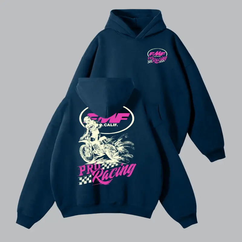 FMF Racing Pro Hoodie – Vintage Dirt Bike Graphic Hoodie, Classic Motocross Streetwear, Long Sleeve Comfort Top for Racing Fans & Bikers
