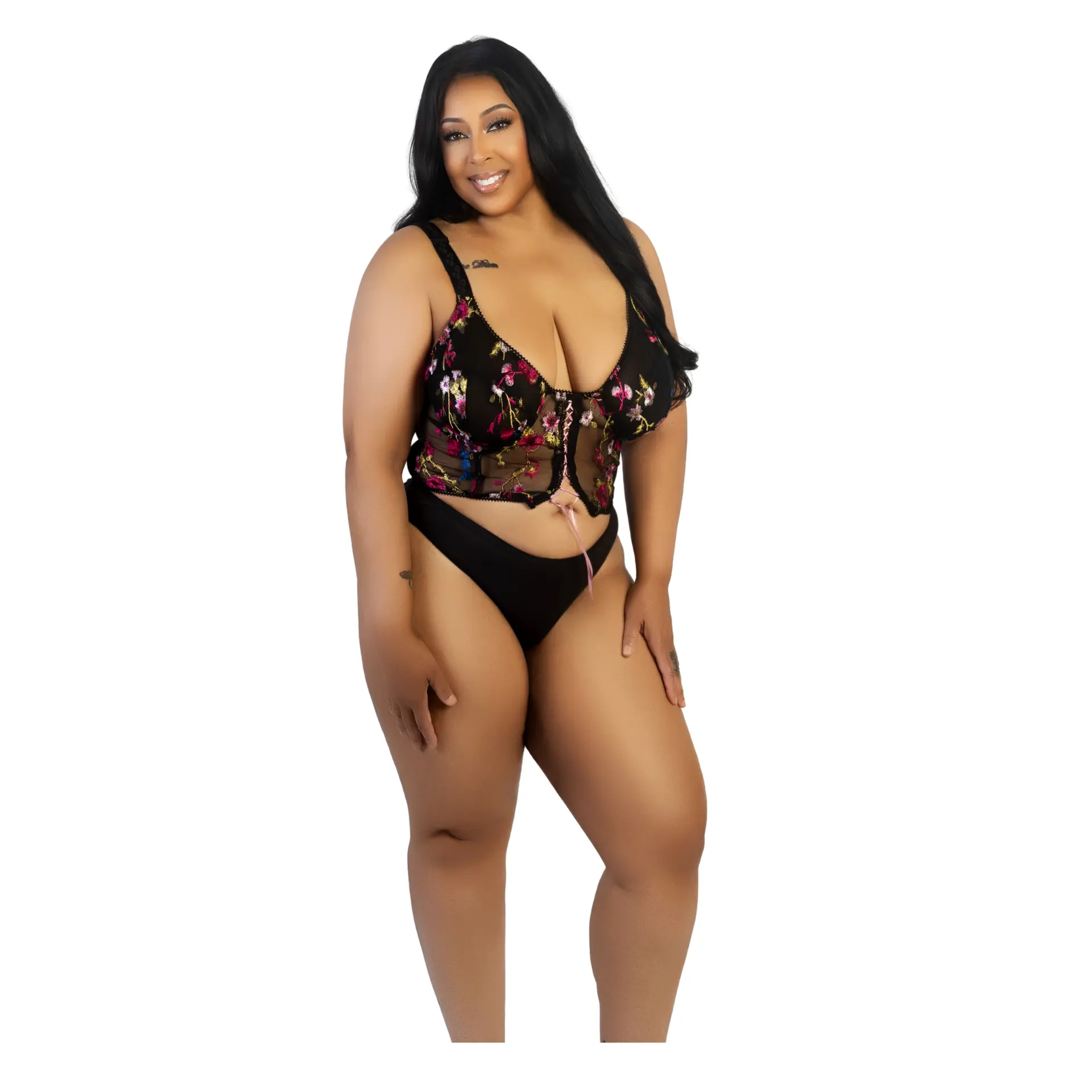 Embroidered Tie-Front Bustier