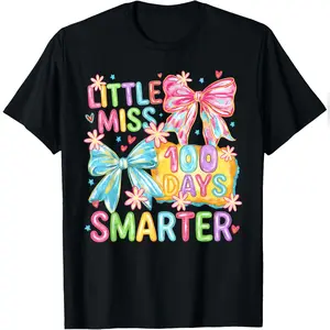100th Day Of School Little Miss 100 Days Smarter Girl T-Shirt Comfy Everyday T-Shirt