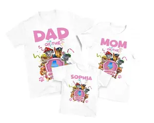 Paw Patrol Birthday Matching Family Paw Patrol Birthday‘s Family Birthday For Girls T-Shirt Cotton Fabric